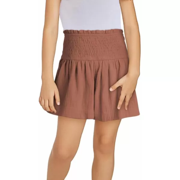 Girls Cotton Shorts Elastic Waist Pleated Ruffle Cute Shorts Flowy Casual Shorts 6-15 Years