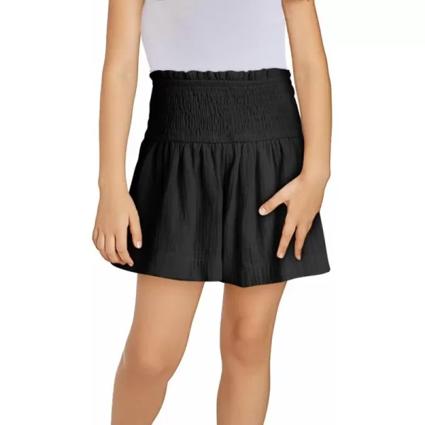 Girls Cotton Shorts Elastic Waist Pleated Ruffle Cute Shorts Flowy Casual Shorts 6-15 Years