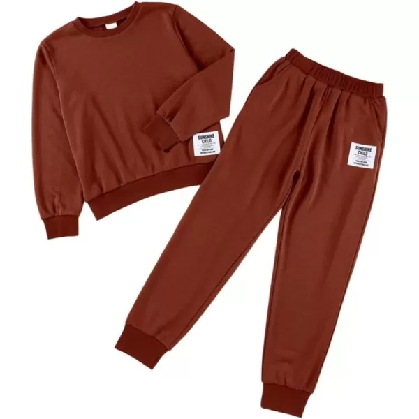 Girl's Cute 2 Piece Outfits Kids Long Sleeve Pullover Sweatshirts and Jogger Sweatpants Tracksuit Set 7-15 Years