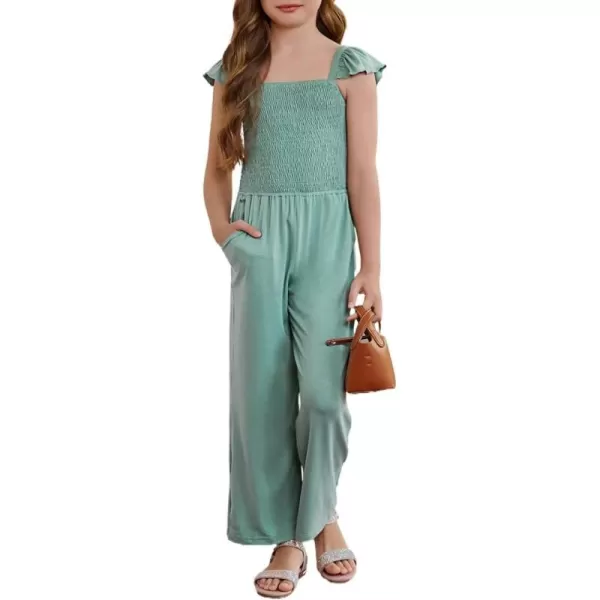 Girls Romper Summer Ruffle Sleeveless Wide Leg Jumpsuit 6-15 Years