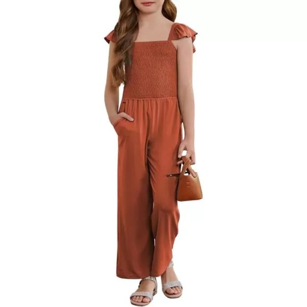 Girls Romper Summer Ruffle Sleeveless Wide Leg Jumpsuit 6-15 Years