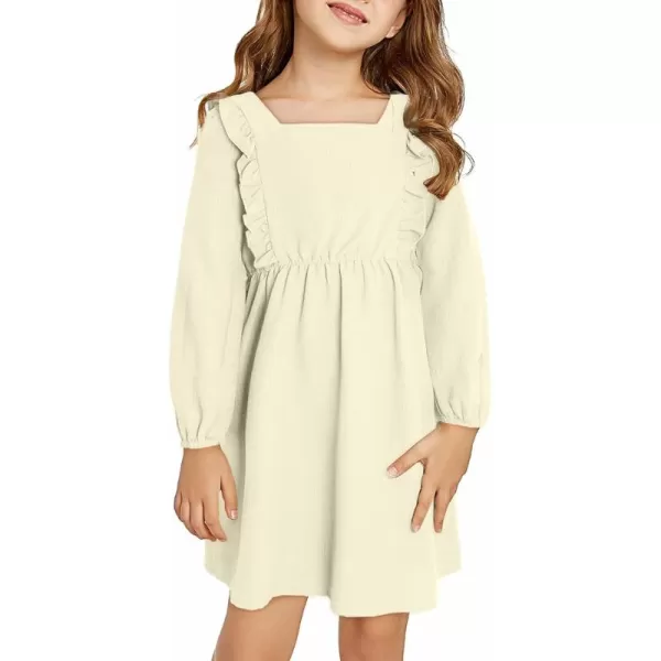 Girls Ruffle Dress 2023 Fall Winter Long Sleeve Square Neck Dresses 7-15 Years