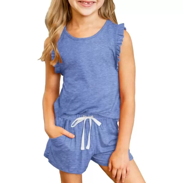 Girls Summer Outfits Cute T-Shirt and Shorts Set with Side Pockets