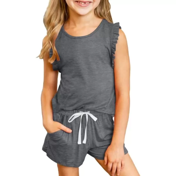 Girls Summer Outfits Cute T-Shirt and Shorts Set with Side Pockets