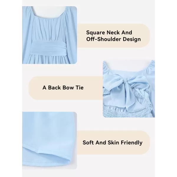 Girls Casual Long Sleeve Ruffle Hem Tie Back Off Shoulder Dresses 4-15 Years