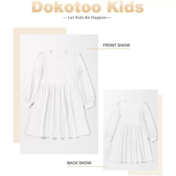 Girls Fall Long Sleeve Knit Dresses Casual Crewneck Swiss Dot A-line Dress 6-15 Years