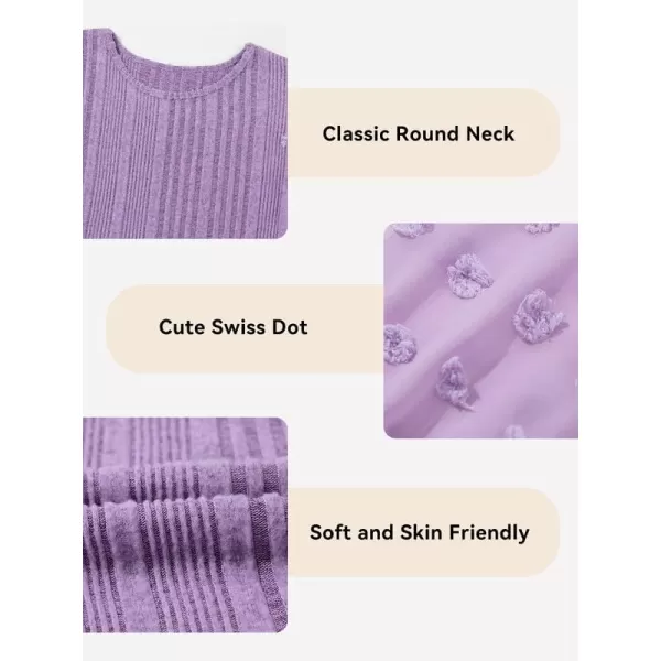Girls Fall Long Sleeve Knit Dresses Casual Crewneck Swiss Dot A-line Dress 6-15 Years