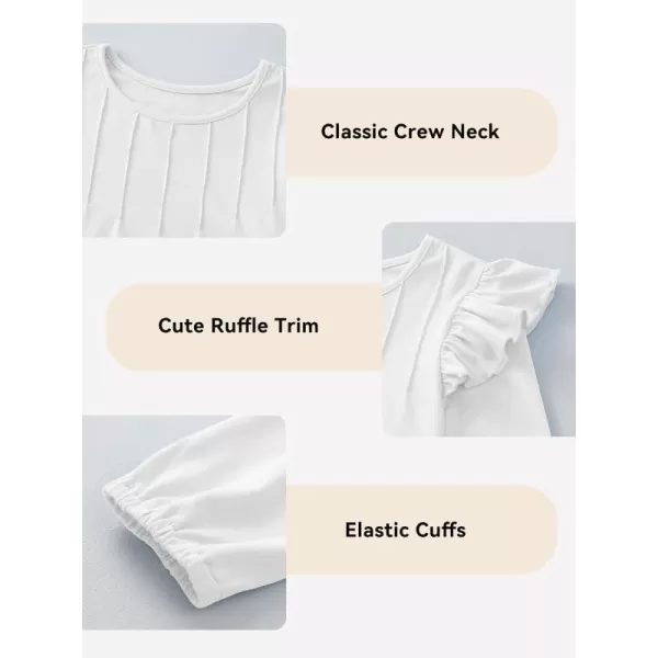 Girls Long Sleeve Shirts Casual Ruffle Trim Crewneck Blouse Tops 6-15 Years