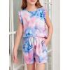 imageGirls Summer Outfits Cute TShirt and Shorts Set with Side PocketsB Sky Blue