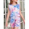 imageGirls Summer Outfits Cute TShirt and Shorts Set with Side PocketsB Sky Blue