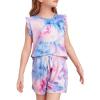 imageGirls Summer Outfits Cute TShirt and Shorts Set with Side PocketsB Sky Blue