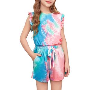 imageGirls Summer Outfits Cute TShirt and Shorts Set with Side PocketsB Pink