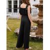 imageGirls Jumpsuit Ruffle Sleeveless Smocked Wide Leg Romper One Piece Summer Outfits with PocketsBlack