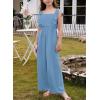 imageGirls Jumpsuit Ruffle Sleeveless Smocked Wide Leg Romper One Piece Summer Outfits with PocketsBlue