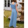imageGirls Jumpsuit Ruffle Sleeveless Smocked Wide Leg Romper One Piece Summer Outfits with PocketsBlue
