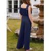 imageGirls Jumpsuit Ruffle Sleeveless Smocked Wide Leg Romper One Piece Summer Outfits with PocketsNavy Blue