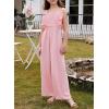 imageGirls Jumpsuit Ruffle Sleeveless Smocked Wide Leg Romper One Piece Summer Outfits with PocketsPink