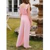 imageGirls Jumpsuit Ruffle Sleeveless Smocked Wide Leg Romper One Piece Summer Outfits with PocketsPink
