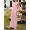 imageGirls Jumpsuit Ruffle Sleeveless Smocked Wide Leg Romper One Piece Summer Outfits with PocketsPink