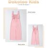 imageGirls Jumpsuit Ruffle Sleeveless Smocked Wide Leg Romper One Piece Summer Outfits with PocketsPink
