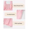 imageGirls Jumpsuit Ruffle Sleeveless Smocked Wide Leg Romper One Piece Summer Outfits with PocketsPink