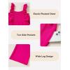 imageGirls Jumpsuit Ruffle Sleeveless Smocked Wide Leg Romper One Piece Summer Outfits with PocketsRose Red
