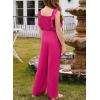 imageGirls Jumpsuit Ruffle Sleeveless Smocked Wide Leg Romper One Piece Summer Outfits with PocketsRose Red
