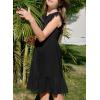 imageGirls Dresses Ruffle Trim Sleeveless V Neck Casual ALine Flowy Dress with PocketsBlack