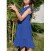imageGirls Dresses Ruffle Trim Sleeveless V Neck Casual ALine Flowy Dress with PocketsDark Blue