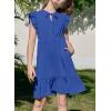 imageGirls Dresses Ruffle Trim Sleeveless V Neck Casual ALine Flowy Dress with PocketsDark Blue