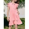 imageGirls Dresses Ruffle Trim Sleeveless V Neck Casual ALine Flowy Dress with PocketsPink