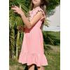imageGirls Dresses Ruffle Trim Sleeveless V Neck Casual ALine Flowy Dress with PocketsPink