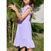 imageGirls Dresses Ruffle Trim Sleeveless V Neck Casual ALine Flowy Dress with PocketsPurple