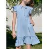 imageGirls Dresses Ruffle Trim Sleeveless V Neck Casual ALine Flowy Dress with PocketsSky Blue