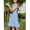 imageGirls Dresses Ruffle Trim Sleeveless V Neck Casual ALine Flowy Dress with PocketsSky Blue