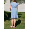 imageGirls Dresses Ruffle Trim Sleeveless V Neck Casual ALine Flowy Dress with PocketsSky Blue
