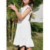 imageGirls Dresses Ruffle Trim Sleeveless V Neck Casual ALine Flowy Dress with PocketsWhite