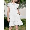 imageGirls Dresses Ruffle Trim Sleeveless V Neck Casual ALine Flowy Dress with PocketsWhite