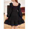 imageGirls Dresses with Tiered Ruffle Long Sleeve and Side Pockets Smocked Fall Spring Dress for 613 YearsBlack