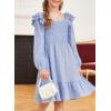 imageGirls Dresses with Tiered Ruffle Long Sleeve and Side Pockets Smocked Fall Spring Dress for 613 YearsLight Blue