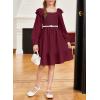 imageGirls Dresses with Tiered Ruffle Long Sleeve and Side Pockets Smocked Fall Spring Dress for 613 YearsRed