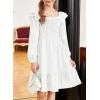 imageGirls Dresses with Tiered Ruffle Long Sleeve and Side Pockets Smocked Fall Spring Dress for 613 YearsWhite