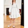 imageGirls Dresses with Tiered Ruffle Long Sleeve and Side Pockets Smocked Fall Spring Dress for 613 YearsWhite