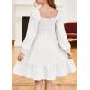 imageGirls Dresses with Tiered Ruffle Long Sleeve and Side Pockets Smocked Fall Spring Dress for 613 YearsWhite