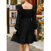 imageGirls Eyelet Cotton Dresses 2025 Ruffle Casual Puff Long Sleeve Aline Dress for 613 YearsBlack