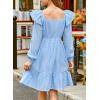 imageGirls Eyelet Cotton Dresses 2025 Ruffle Casual Puff Long Sleeve Aline Dress for 613 YearsBlue