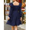 imageGirls Eyelet Cotton Dresses 2025 Ruffle Casual Puff Long Sleeve Aline Dress for 613 YearsNavy Blue