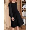 imageGirls Fall Long Sleeve Knit Dresses Casual Crewneck Swiss Dot Aline Dress 615 YearsBlack