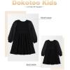 imageGirls Fall Long Sleeve Knit Dresses Casual Crewneck Swiss Dot Aline Dress 615 YearsBlack