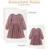 imageGirls Fall Long Sleeve Knit Dresses Casual Crewneck Swiss Dot Aline Dress 615 YearsPink
